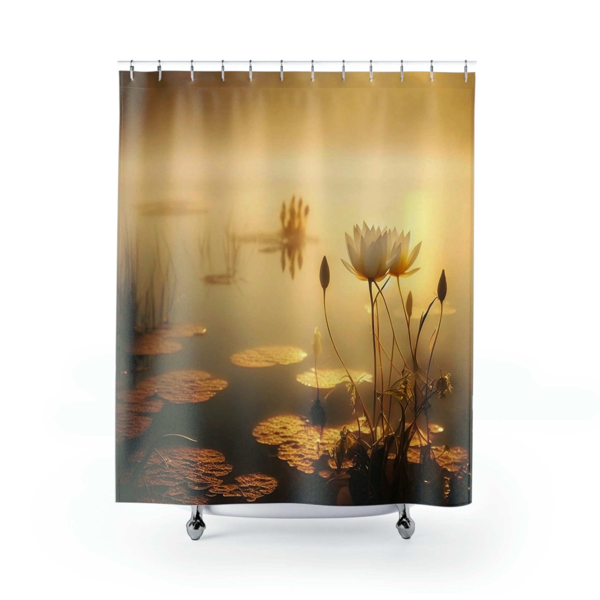 Zen Water Lily Mystic Shower Curtain for a Peaceful Bathroom Ambiance
