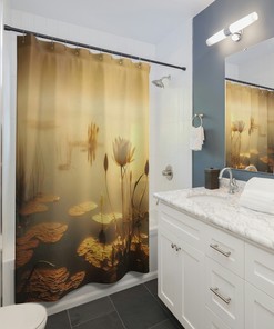 Zen Water Lily Mystic Shower Curtain for a Peaceful Bathroom Ambiance