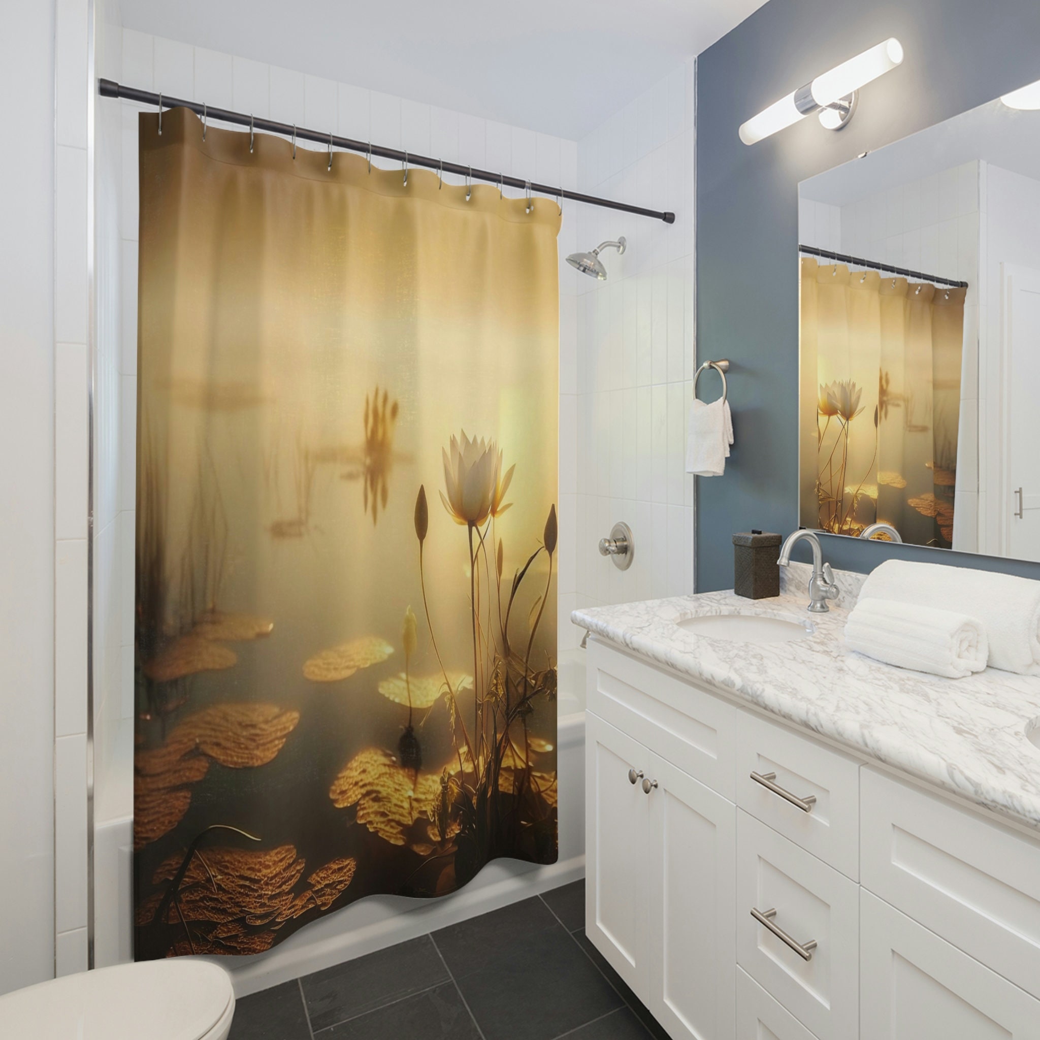 Zen Water Lily Mystic Shower Curtain for a Peaceful Bathroom Ambiance