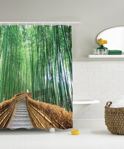 Zen and Serene Tropical Tree Bamboos Shower Curtain 