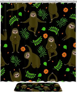 Zen-inspired Sloth Yoga Shower Curtain, Perfect for a Relaxing Bath 