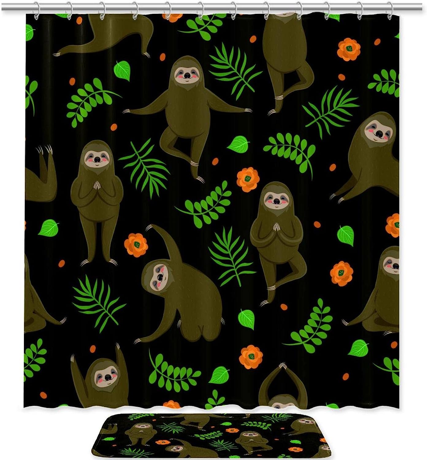 Zen-inspired Sloth Yoga Shower Curtain, Perfect for a Relaxing Bath