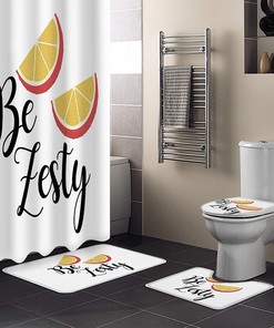 Zesty Lemon Fruits Shower Curtain Sets for Restroom