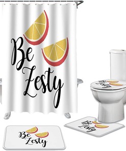 Zesty Lemon Fruits Shower Curtain Sets for Restroom
