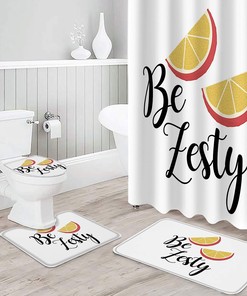 Zesty Lemon Fruits Shower Curtain Sets for Restroom