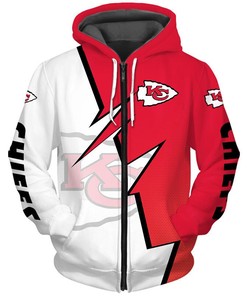 Zigzag Graphic All Over Print Kansas City Chiefs 3D Zip Hoodie Gift For Fans