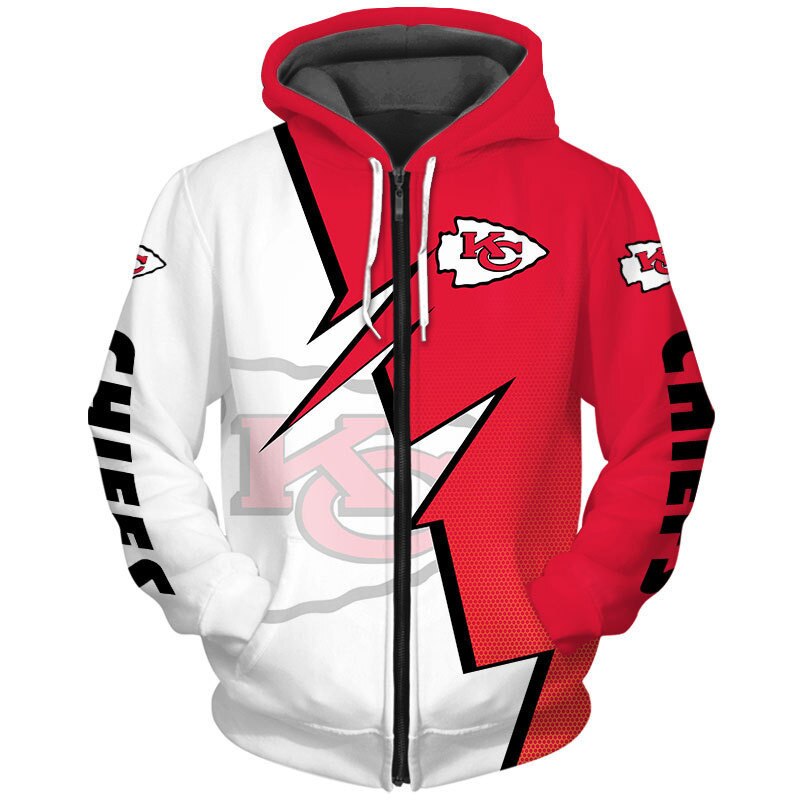 Zigzag Graphic All Over Print Kansas City Chiefs 3D Zip Hoodie Gift For Fans