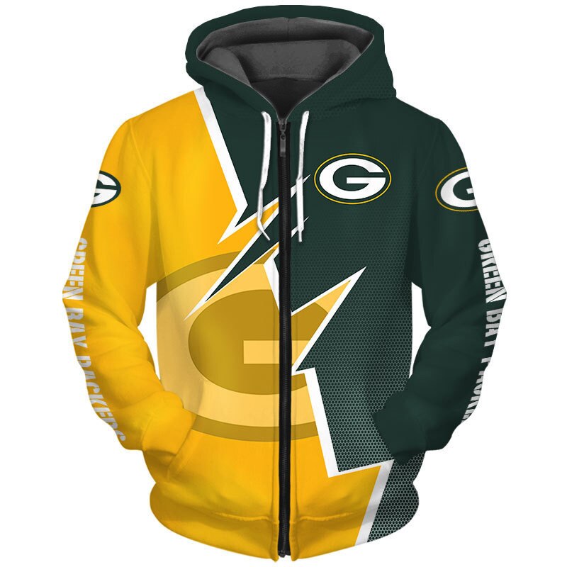 Zigzag Graphic Green Bay Packers Hoodie With All Over Print, Ideal Gift For Fans