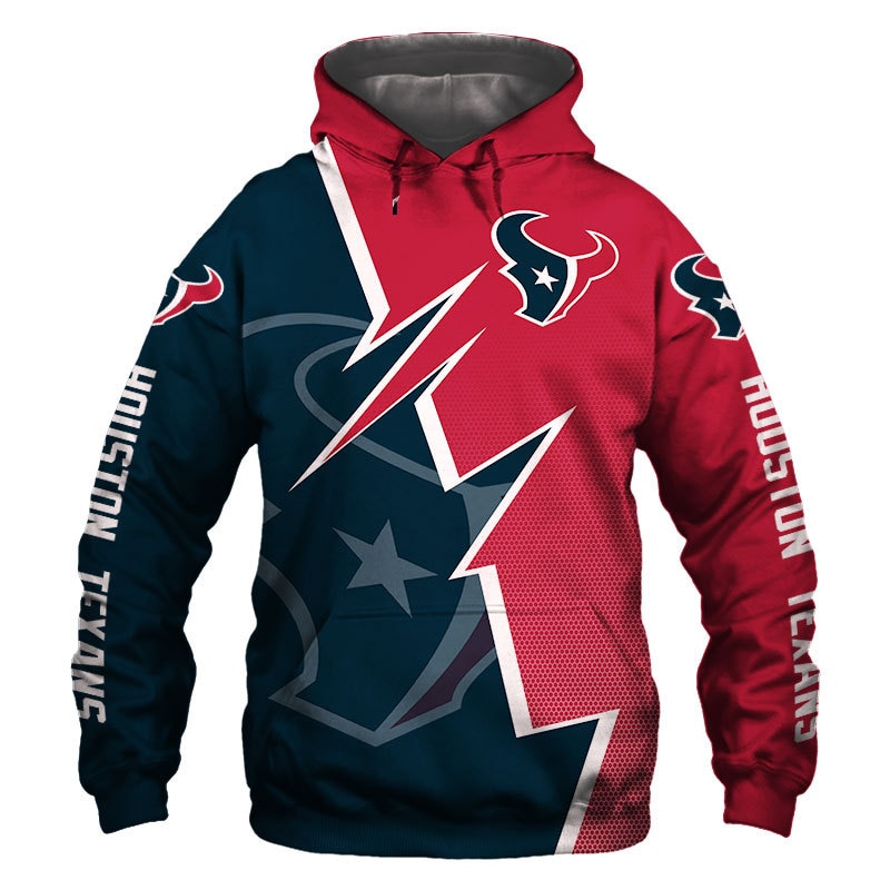 Zigzag Graphic Houston Texans Hoodie With All Over Print, Ideal Gift For Fans