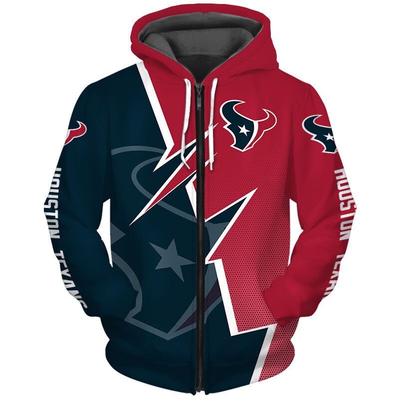 Zigzag Graphic Houston Texans Hoodie With All Over Print, Ideal Gift For Fans