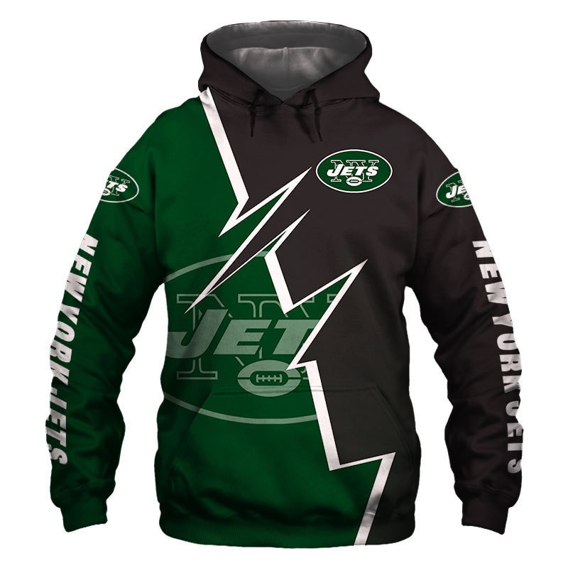 Zigzag Graphic Zip Hoodie - All Over Print Hoodie Gift For New York Jets Fans