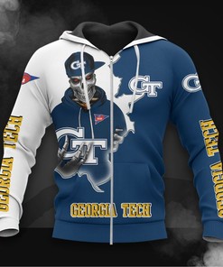 Zip Hoodie Long Sleeve All Over Print 3D For Fans Of Georgia Tech Yellow Jackets