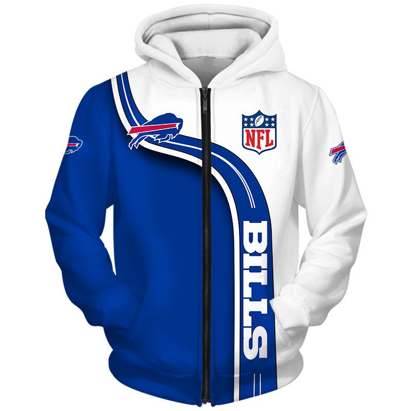 Zip Hoodie Pullover For Buffalo Bills Fans, All Over Print With 3D Cute Design