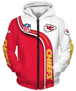 Zip Up And Show Off Your Team Spirit With This Kansas City Chiefs 3D Cute Zip Hoodie