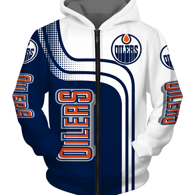 Zipper Hoodie All Over Print Pullover For Fans Of Edmonton Oilers