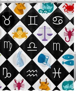 Zodiac Astrology Horoscope Constellation Stars Printed Shower Curtain