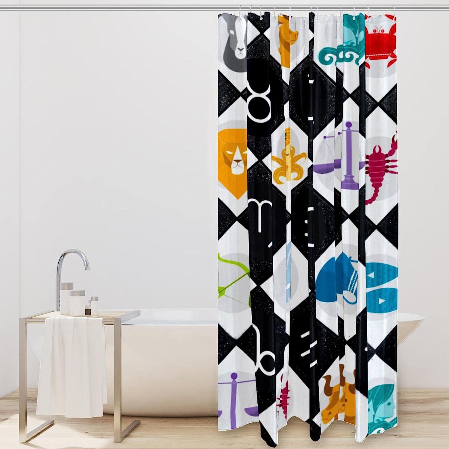 Zodiac Astrology Horoscope Constellation Stars Printed Shower Curtain