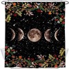 Zodiac Nacht Bloemen Badgordijnen - Waterproof Fabric Shower Curtain with Moon and Floral Designs - Housewarming Gift
