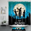 Zombie Spiderwebs And Moon Bats At Cemetery On Halloween Shower Curtain