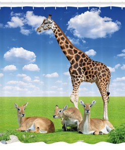 Zoo African Animals Giraffe Shower Curtain, Stylish Bathroom Decor - Unique Animal Print