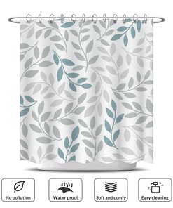 Zwarte Roos Bloemen Douchegordijn Rustieke Vintage Groene Bladeren Romantische Elegantie Landvrouw Stof Badkamersets