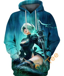 2B Crying Print Hoodie - Nier Automata