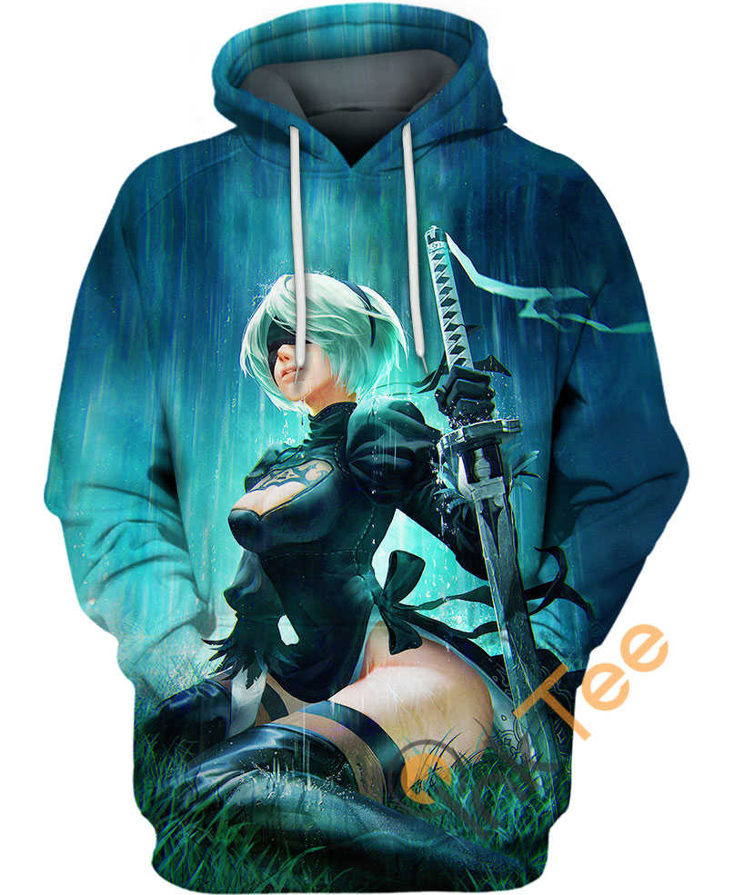 2B Crying Print Hoodie - Nier Automata
