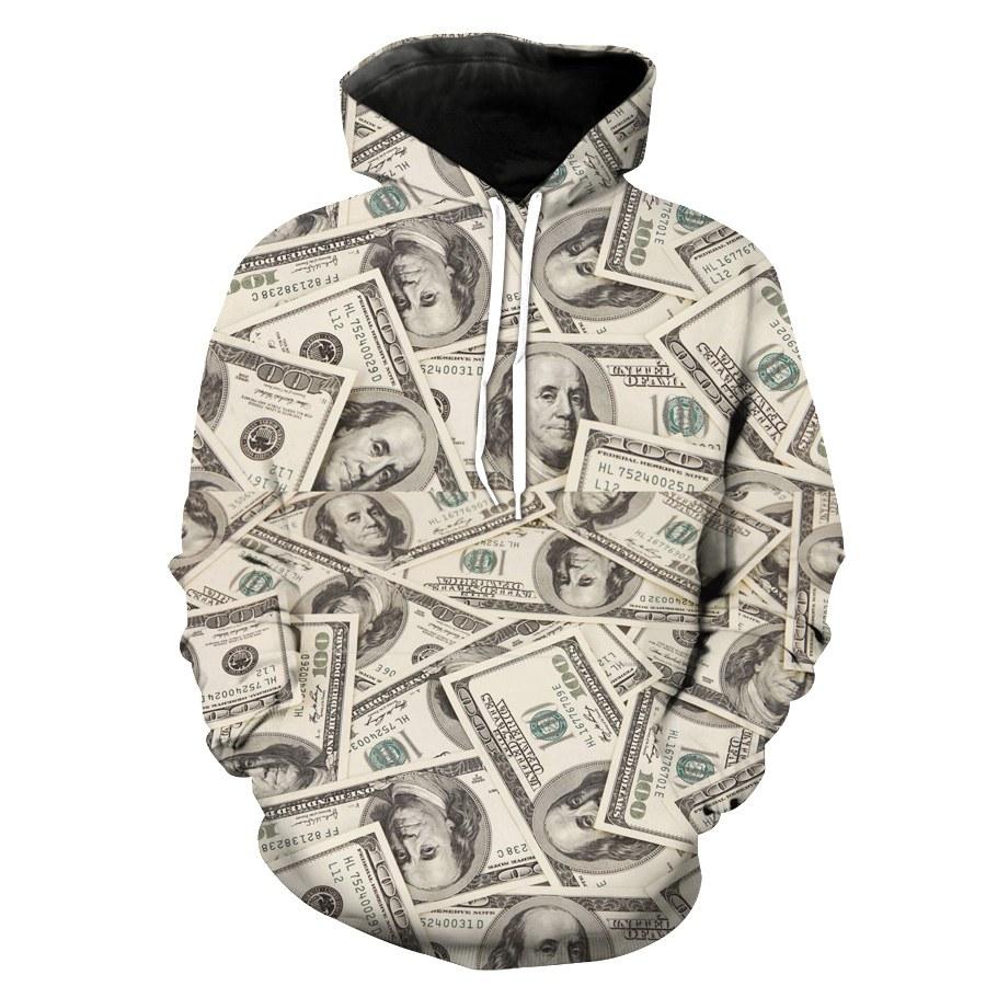 3D All Over Print Hoodie - 100 Dollar Bill Cash Money Theme