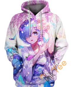 A Lavender Kimono 3D Hoodie With All Over Print