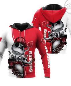 A Spooky Surprise With Wisconsin Badgers Jack Skellington And Zero 3D Hoodie
