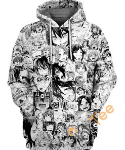 Ahegao Lovers Unite With The Black And White Cartoon 3D Hoodie