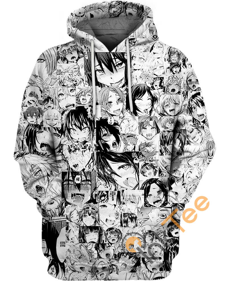 Ahegao Lovers Unite With The Black And White Cartoon 3D Hoodie
