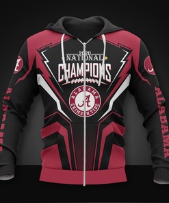 Alabama Crimson Tide 3D Zip Hoodie - Long Sleeve Gift For Champions