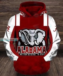 Alabama Crimson Tide Elephant Letter Pattern All Over Print 3D Hoodie For Fans