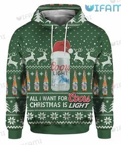 All I Want For Christmas Is Coors Light Logo All Over Print Hoodie 3D Beer Lovers Gift