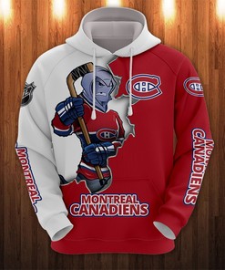 All Over Print 3D Cartoon Graphic Zip Hoodie For Montreal Canadiens Fans