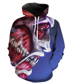 All Over Print 3D Hoodie- Attack On Titan Titan Face With Grunge Style