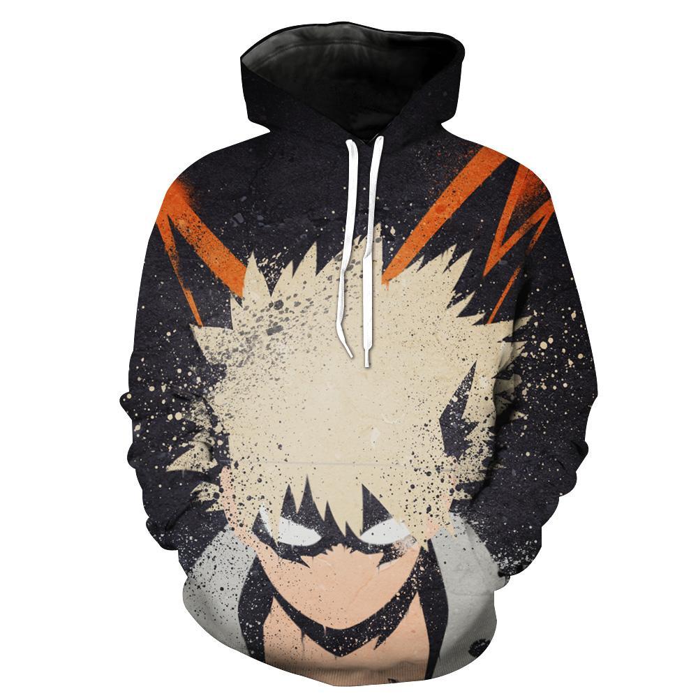 All Over Print 3D Hoodie - My Hero Academia Bakugo Hoodie With Logo And Slogan