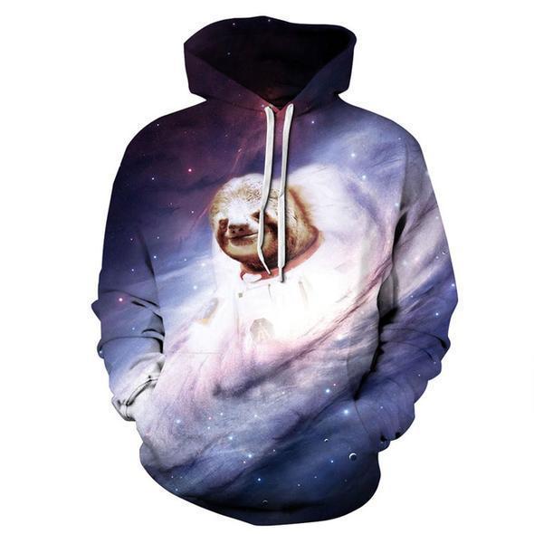 All Over Print 3D Hoodie With Astronaut Sloth In Galaxy Space Scene