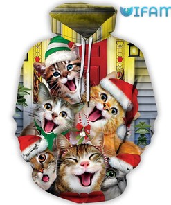 All Over Print Christmas Cat Santa'S Favorite Pet Hoodie 3D