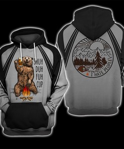 All Over Print Cool Hoodie 3D Zip Hoodie Bear Beer Shuh Duh Fuh Cup I Hate People Hoodie Mens