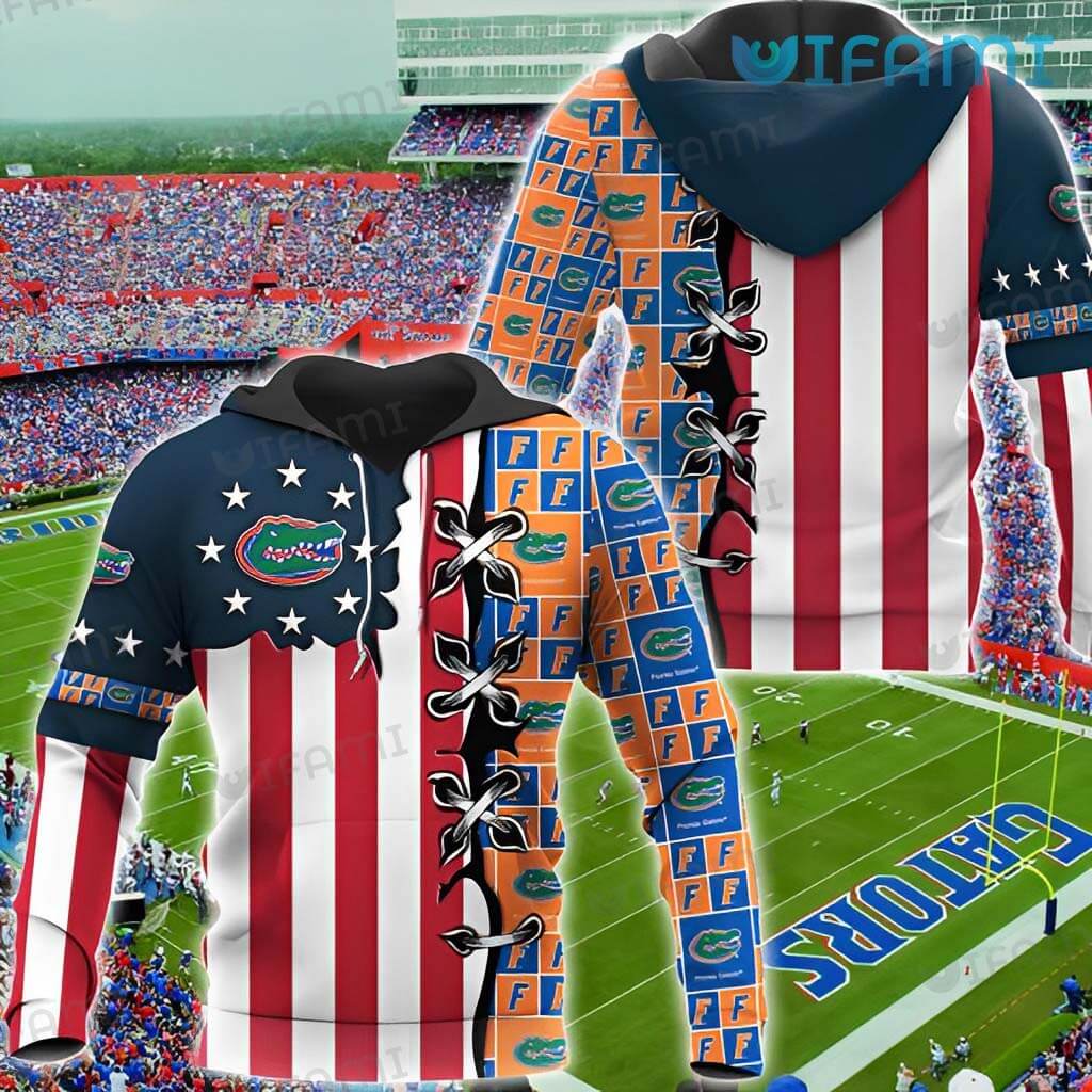 All Over Print Florida Gators Usa Flag Stitches Logo Hoodie