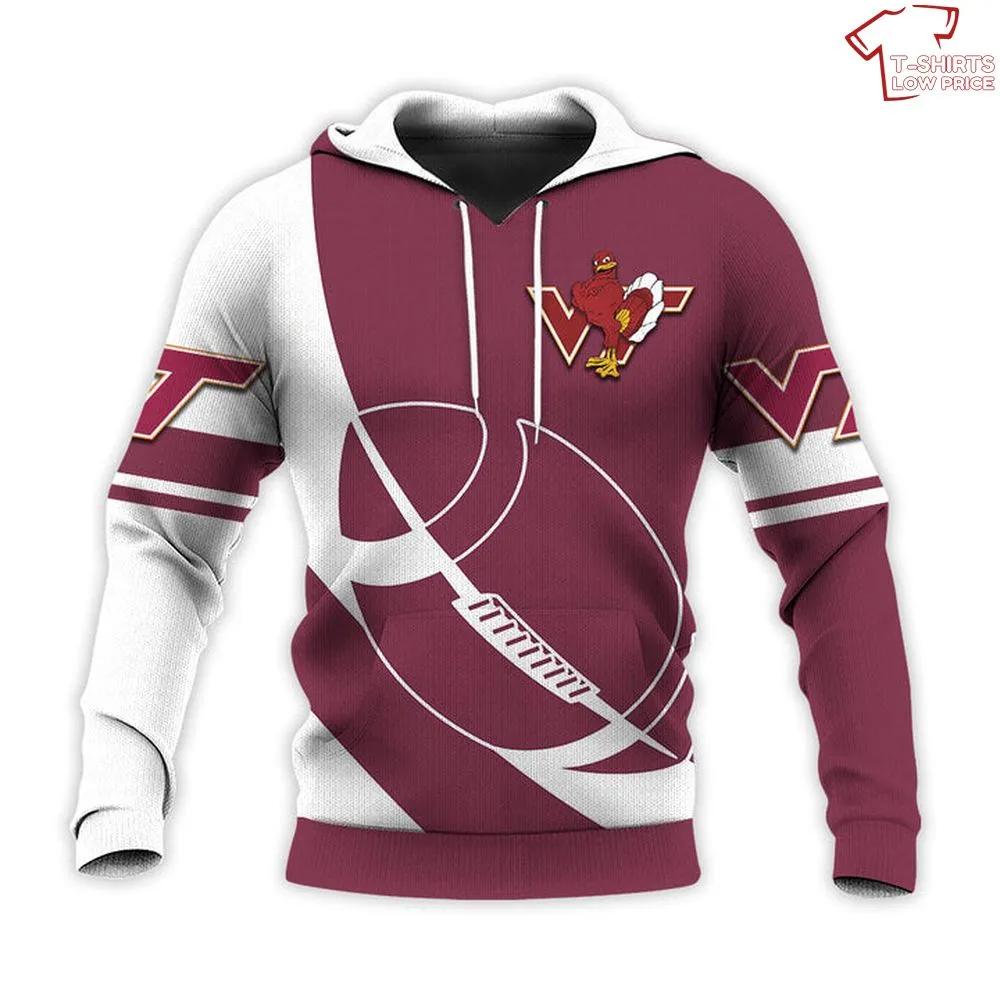 All Over Print Hoodies For Women - Ncaa Virginia Tech Hokies Maroon White 3D Hoodie Printful