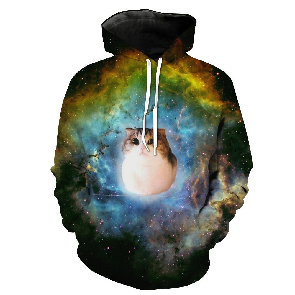 All Over Print Space Cat Galaxy Cat Hoodie 3D