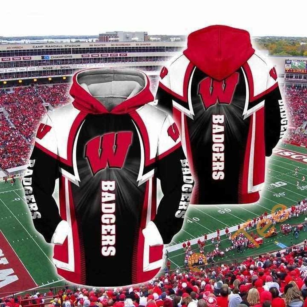 All Over Print Wisconsin Badgers 3D Zip Hoodie Gifts For Ncaa Fans For Men And Women
