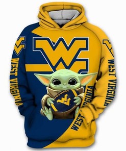 Amazon Sports Team West Virginia Mountaineers Ncaa Baby Yoda Star Wars Hoodie 3D - Gifts For Men And Women
