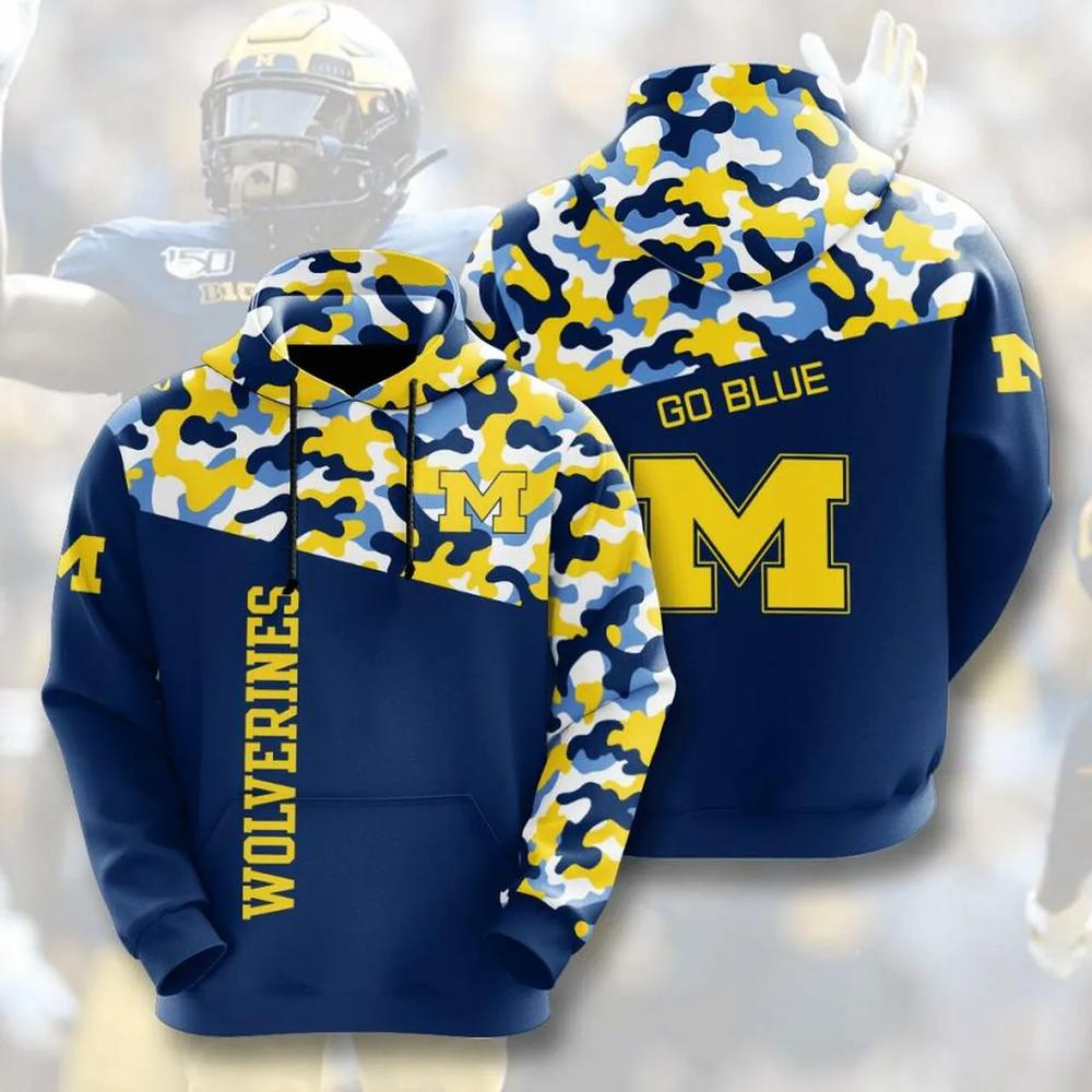 American Football Michigan Wolverines 3D Hoodie Michigan Wolverines Ncaa Gifts With Custom Graphic Prints
