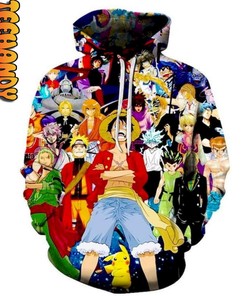 Anime All Stars Featuring Custom Print All-Over Print 3D Hoodie, Custom All Over Print Hoodie