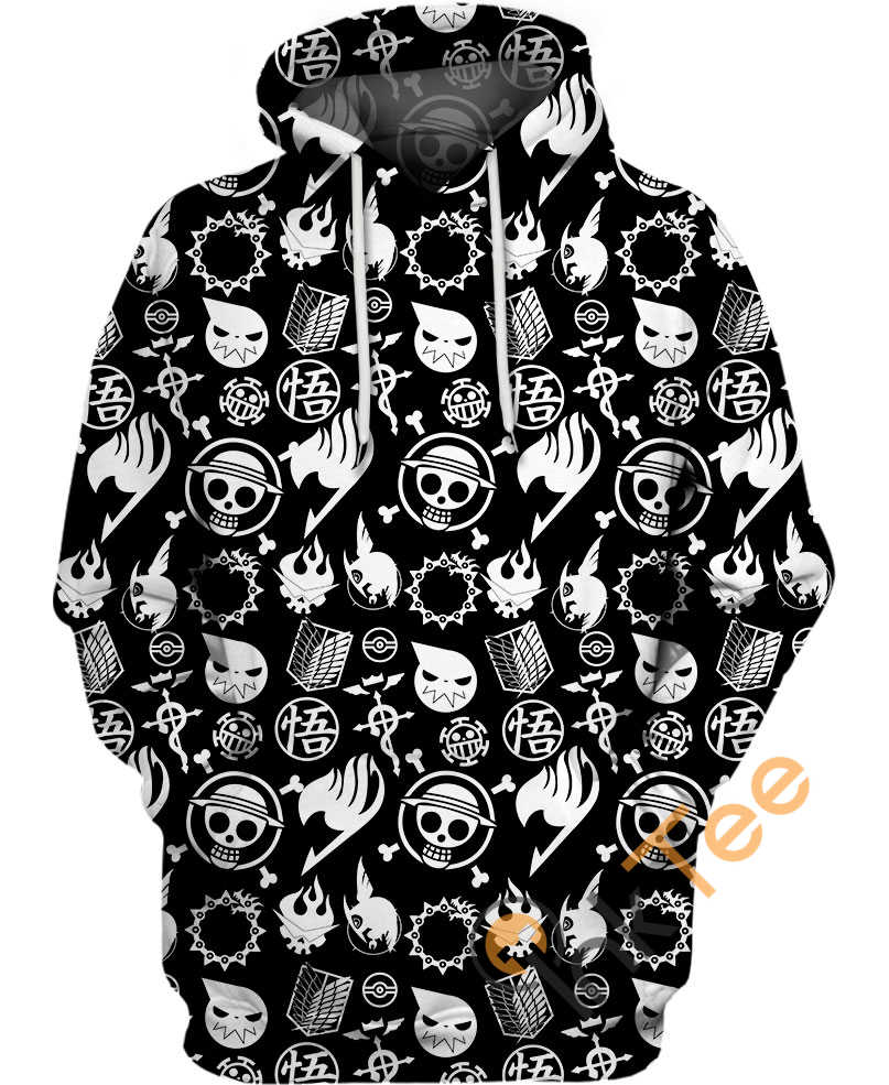 Anime Symbols 3D All-Over Print Hoodie, 3D Hoodies For Men Graphic