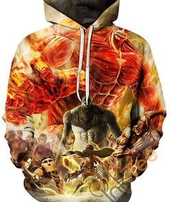 Attack On Titan Sport Style All Over Print 3D Hoodie With Front Pocket And Levi'S Squad Logo
